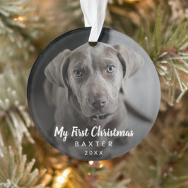 シンプル可愛いモダン犬の写真初めてのクリスマス オーナメント