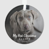 シンプル可愛いモダン犬の写真初めてのクリスマス オーナメント (裏面)