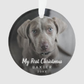 シンプル可愛いモダン犬の写真初めてのクリスマス オーナメント (正面)
