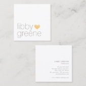 シンプル可愛いモダン金ゴールドグリッターハート スクエア名刺 (正面/裏面)