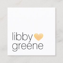 シンプル可愛いモダン金ゴールドグリッターハート スクエア名刺