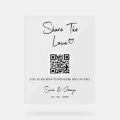 シンプル可愛いモダンQRコード写真の共有 アクリルサイン (正面)