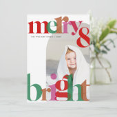 シンプル可愛いレトロメリーと明るい写真 シーズンカード (スタンド正面)