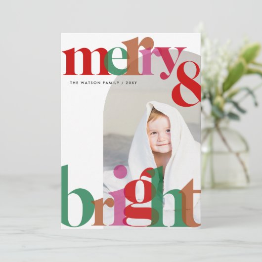 シンプル可愛いレトロメリーと明るい写真 シーズンカード (スタンド正面)