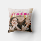 シンプル可愛い写真おばあちゃんギフト記念ホットピンク クッション (裏面)