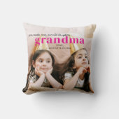 シンプル可愛い写真おばあちゃんギフト記念ホットピンク クッション (正面)