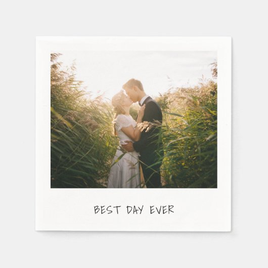 シンプル可愛い写真モダン結婚の スタンダードカクテルナプキン (正面)
