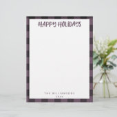 シンプル可愛い名前パープルプレイドホリデーステーショナリー レターヘッド (スタンド正面)