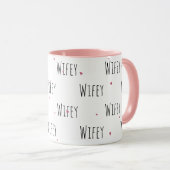 シンプル可愛い小ハート+ "Wifey"文字 |愛 マグカップ (正面右)