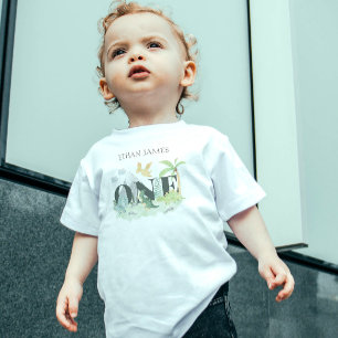 シンプル可愛い恐竜1st誕生日ボーイウォーター色 トドラーTシャツ