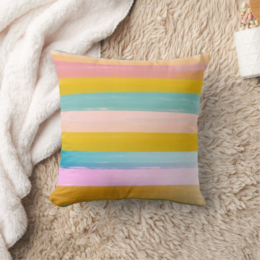 シンプル可愛い抽象芸術ウォーターストライプカラーのピンク クッション (ブランケット)