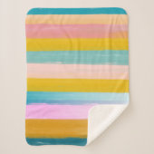 シンプル可愛い抽象芸術ウォーターストライプカラーのピンク シェルパブランケット (正面)