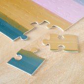 シンプル可愛い抽象芸術ウォーターストライプカラーのピンク ジグソーパズル (側面)