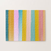 シンプル可愛い抽象芸術ウォーターストライプカラーのピンク ジグソーパズル (横)