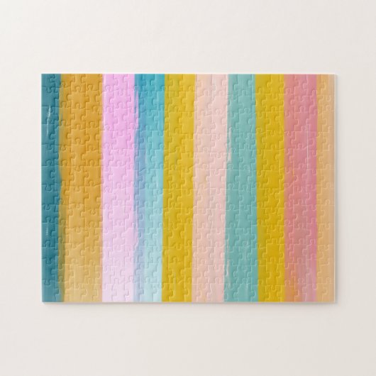 シンプル可愛い抽象芸術ウォーターストライプカラーのピンク ジグソーパズル (横)