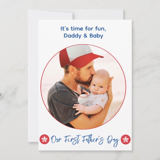 シンプル可愛い新しい父の家族の写真1st父の日 シーズンカード (正面)