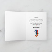 シンプル可愛い最高のパパエバー航海のシーホース写真 カード (内部)