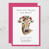 シンプル可愛い牛の引っ越しました新しいアドレス移動 案内状 (正面/裏面)