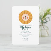 シンプル可愛い獅子林と動物誕生日 招待状 (スタンド正面)