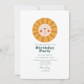 シンプル可愛い獅子林と動物誕生日 招待状 (正面)