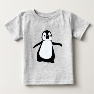 シンプル可愛い白黒ペンギンイラストレーション ベビーTシャツ