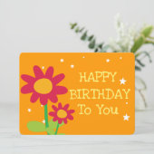 シンプル可愛い花ハッピーバースデーグリーティングカード (スタンド正面)