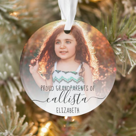 シンプル可愛い誇りを持った祖父母の写真名 オーナメント (ツリー)