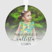 シンプル可愛い誇りを持った祖父母の写真名 オーナメント (裏面)