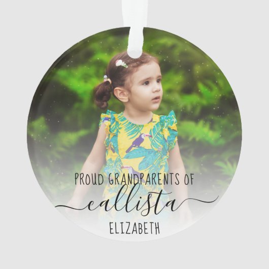 シンプル可愛い誇りを持った祖父母の写真名 オーナメント (裏面)
