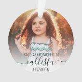 シンプル可愛い誇りを持った祖父母の写真名 オーナメント (正面)