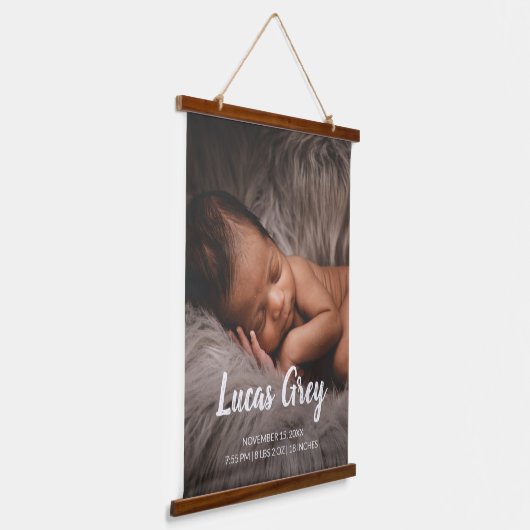 シンプル可愛い誕生統計フォトベビー子供部屋 吊り下げ型タペストリー (傾斜あり)