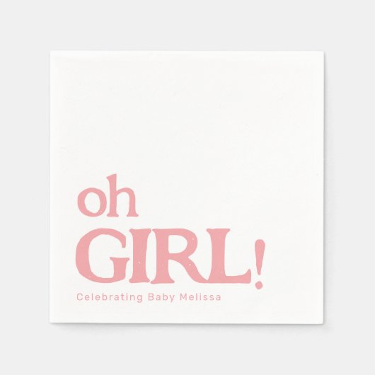 シンプル可愛い赤ちゃんシャワーピンクああ女の子 スタンダードカクテルナプキン (正面)
