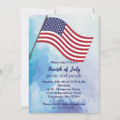 シンプル可愛い赤白青7月4日旗 招待状 (正面)