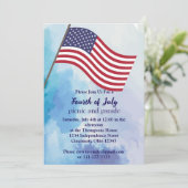 シンプル可愛い赤白青7月4日旗 招待状 (スタンド正面)