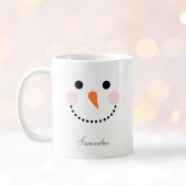 シンプル可愛い雪だるま顔名 コーヒーマグカップ