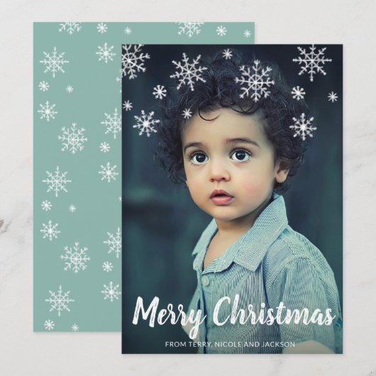 シンプル可愛い雪のクリスマモダンス シーズンカード (正面/裏面)