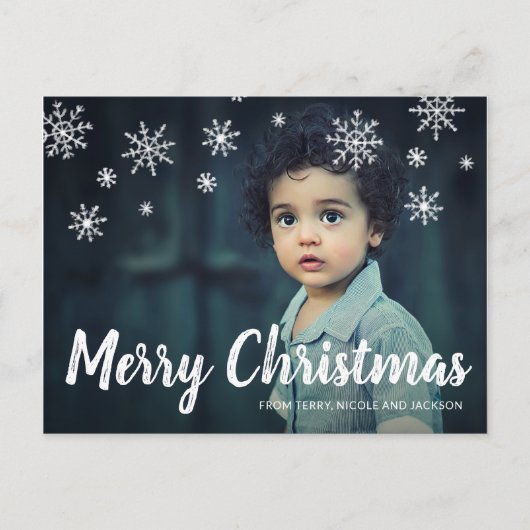 シンプル可愛い雪のクリスマモダンス シーズンポストカード (正面)