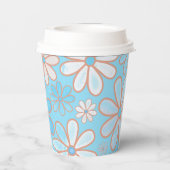 シンプル可愛い青と白のデイジー 紙コップ (裏面)