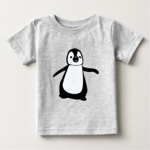 シンプル可愛い黒白ペンギンイラストレーション ベビーTシャツ