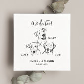 シンプル可愛い3ドッグズ結婚のカスタム スタンダードカクテルナプキン