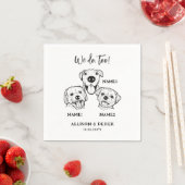 シンプル可愛い3ドッグズ結婚のカスタム スタンダードカクテルナプキン (インサイチュ)