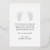 シンプル可愛カスタムい生まれたばかりのベビー誕生 箔招待状 (裏面)