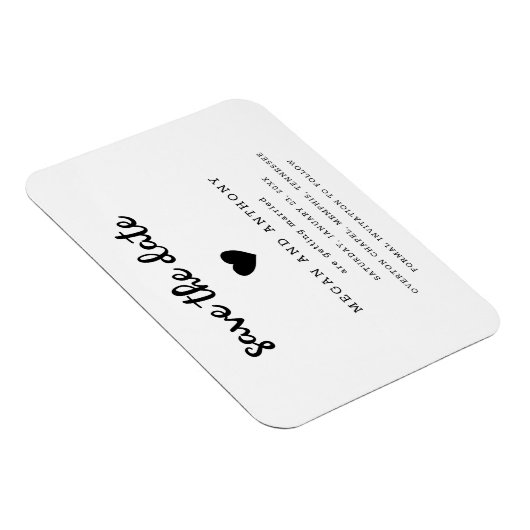 シンプル可愛モダンいハート結婚式の日付を保存 マグネット (右側)