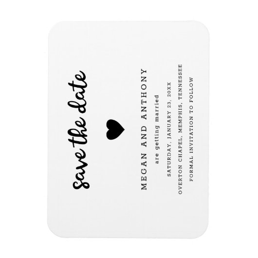 シンプル可愛モダンいハート結婚式の日付を保存 マグネット (縦)