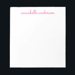 シンプル台本かわいいピンクの文パーソナライズされた房具 ノートパッド<br><div class="desc">シンプルScript Cute Chic Pink Stationeryパーソナライズされたお好きな名パーソナライズされた前のメモ帳。また、「カスタマイズテンプレートをパーソナライズ」を選択して、プリントの色を選択しクリックてもカスタマイズ可能である</div>