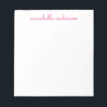 シンプル台本かわいいピンクの文パーソナライズされた房具 ノートパッド<br><div class="desc">シンプルScript Cute Chic Pink Stationeryパーソナライズされたお好きな名パーソナライズされた前のメモ帳。また、「カスタマイズテンプレートをパーソナライズ」を選択して、プリントの色を選択しクリックてもカスタマイズ可能である</div>