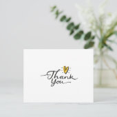 シンプル台本かわいい黄色ハートありがとう ポストカード (スタンド正面)