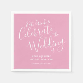 シンプル台本のダスティピンクと白のナ結婚プキン スタンダードカクテルナプキン