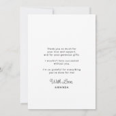 シンプル台本の卒業用キャップPHOTO パーソナライズされた サンキューカード (裏面)