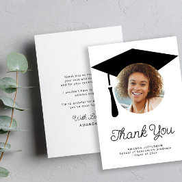 シンプル台本の卒業用キャップPHOTO パーソナライズされた サンキューカード